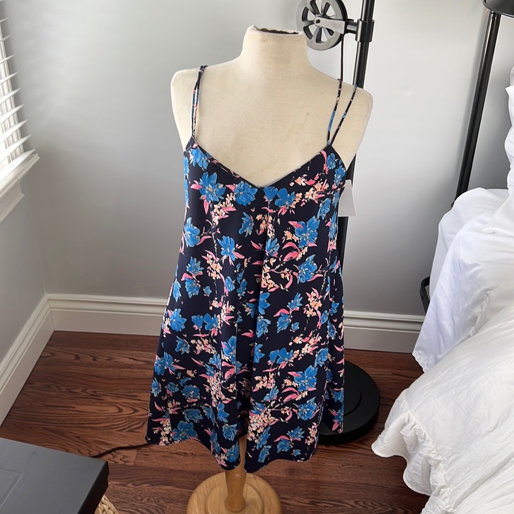 zara floral dress navy blue size medium